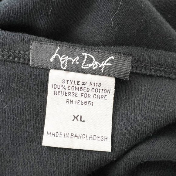 Lyn Dorf Shirt Women Extra Large Black Gold Lucky 7 Rhinestone Studs V-Neck Tee - Picture 5 of 10